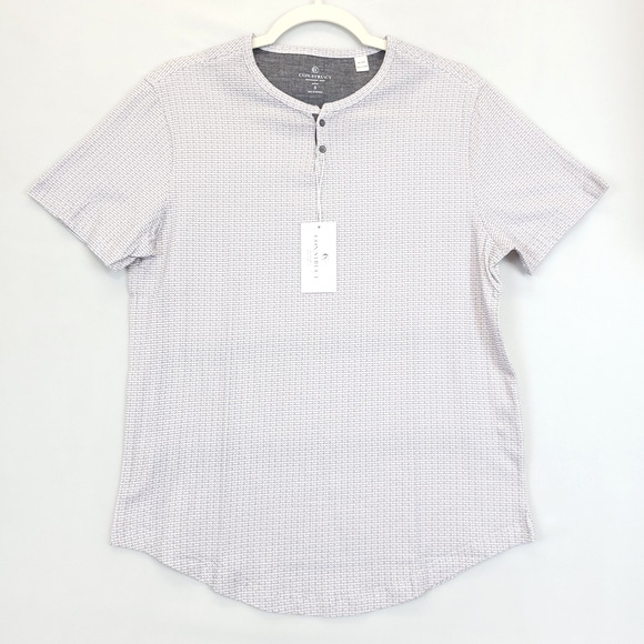 Con.Struct Henley T Shirt Stretch Men S Short Sleeve Gray Cotton Causal Everyday - Picture 1 of 10